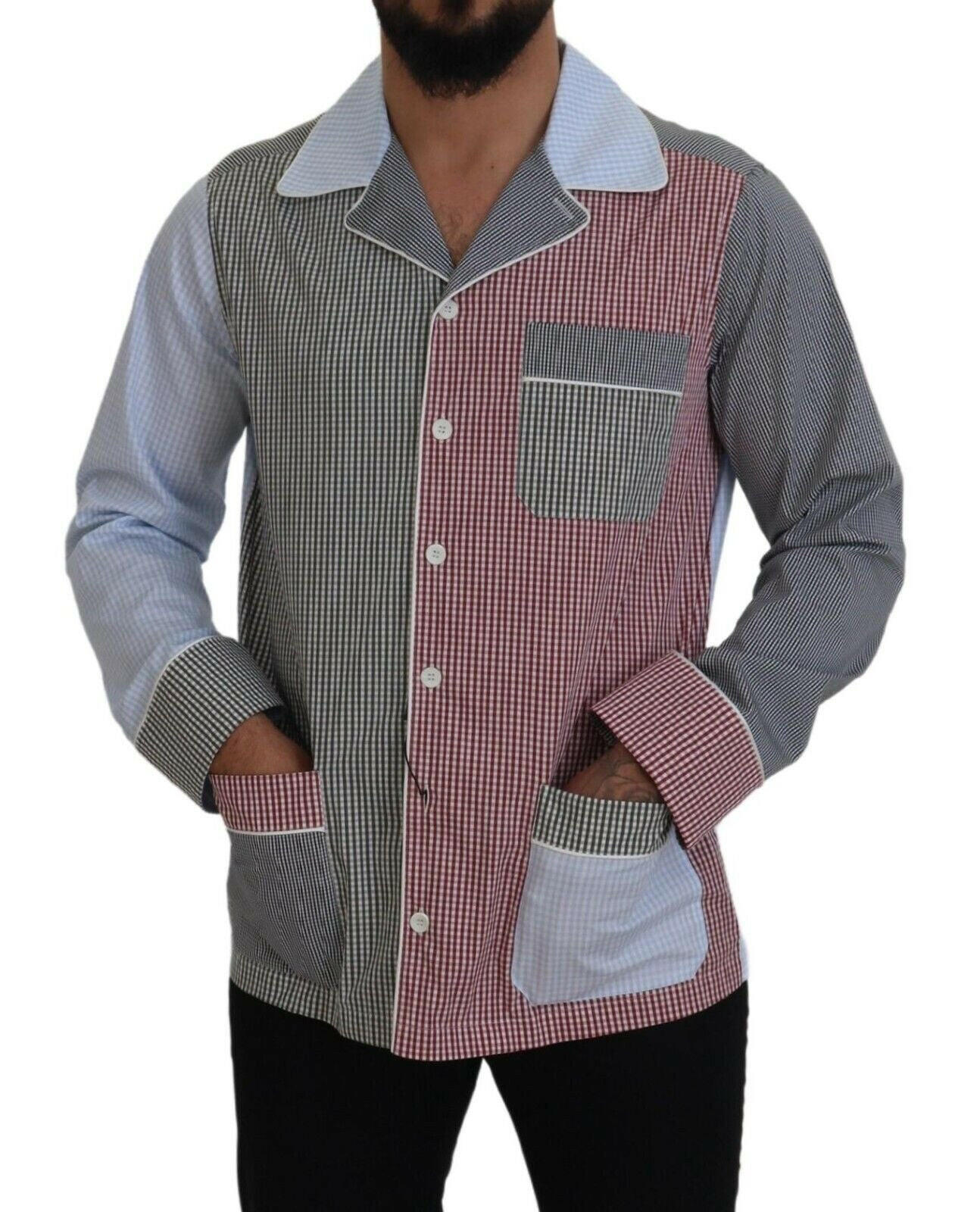 Dolce & Gabbana Multicolor Patchwork Cotton Long Sleeves Shirt -   -  Dolce & Gabbana.