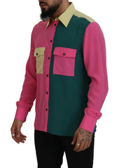 Dolce & Gabbana Multicolor Patchwork Silk Button Down Shirt -   -  Dolce & Gabbana.