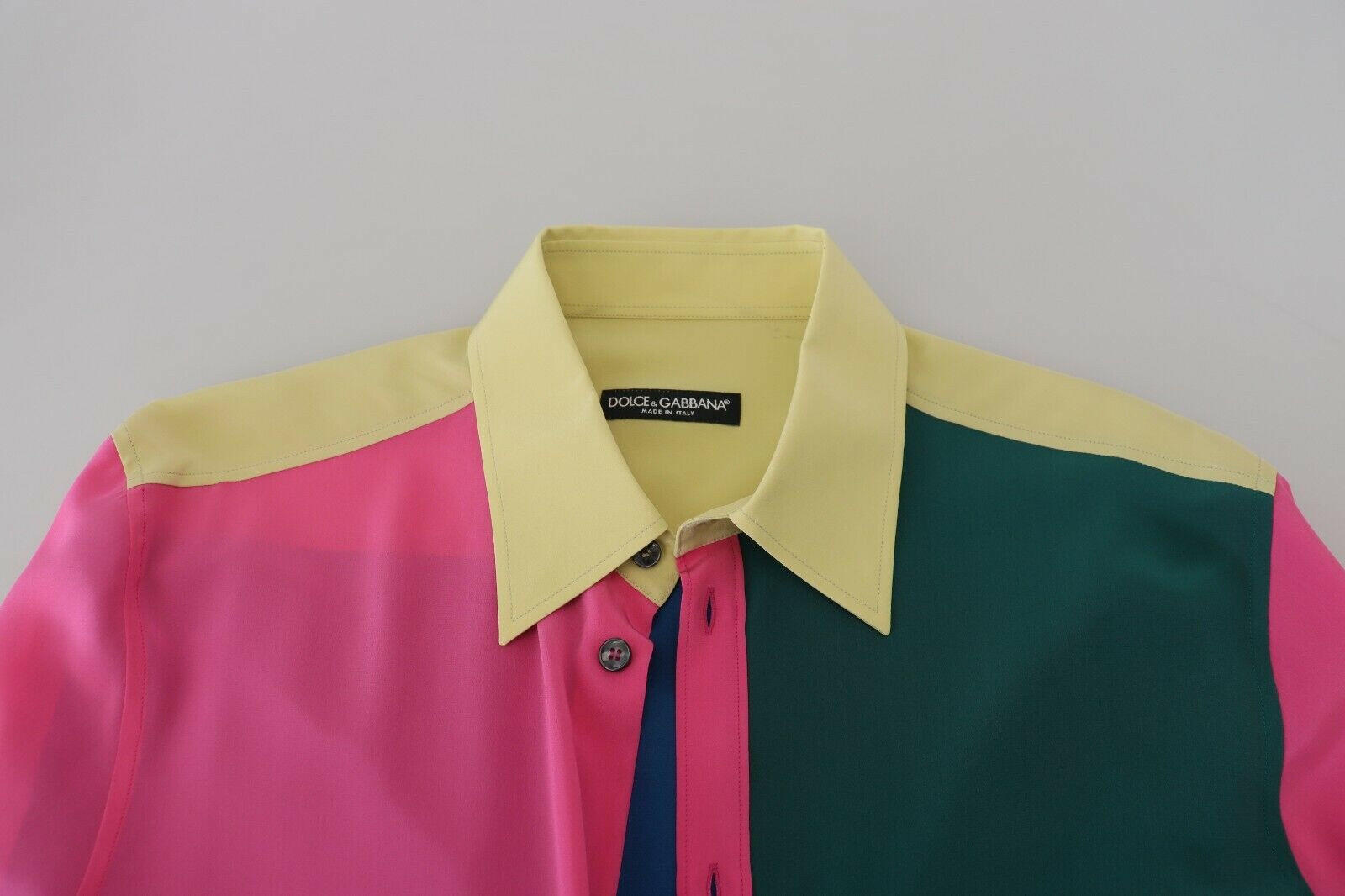 Dolce & Gabbana Multicolor Patchwork Silk Button Down Shirt -   -  Dolce & Gabbana.