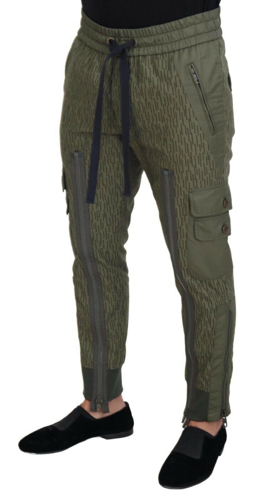 Dolce & Gabbana Green Striped Cargo Zipper Leg Men Trouser Pants -   -  Dolce & Gabbana.