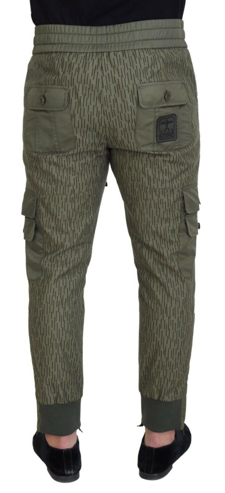 Dolce & Gabbana Green Striped Cargo Zipper Leg Men Trouser Pants -   -  Dolce & Gabbana.
