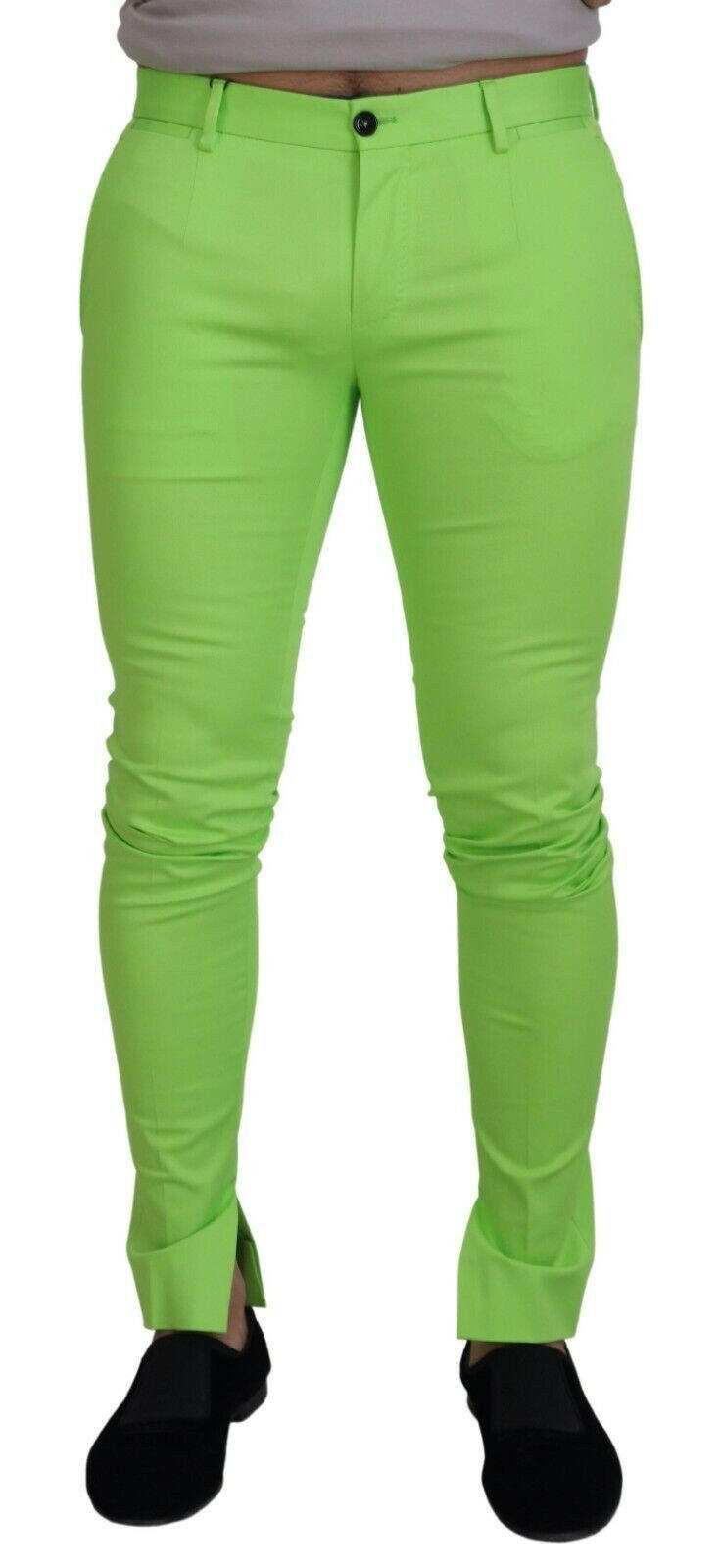 Dolce & Gabbana Light Green Cotton Skinny Men Trousers Pants -   -  Dolce & Gabbana.
