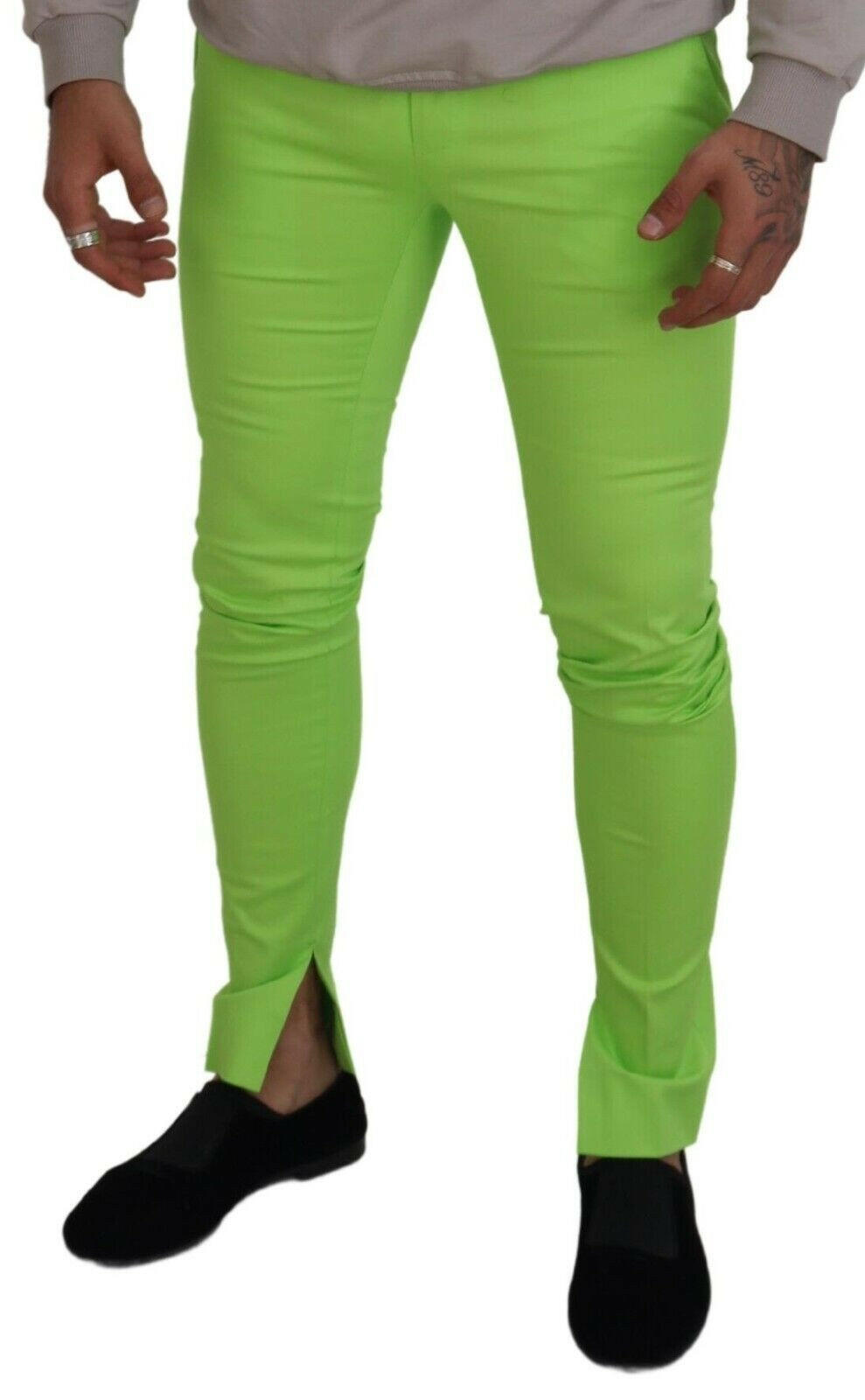 Dolce & Gabbana Light Green Cotton Skinny Men Trousers Pants -   -  Dolce & Gabbana.