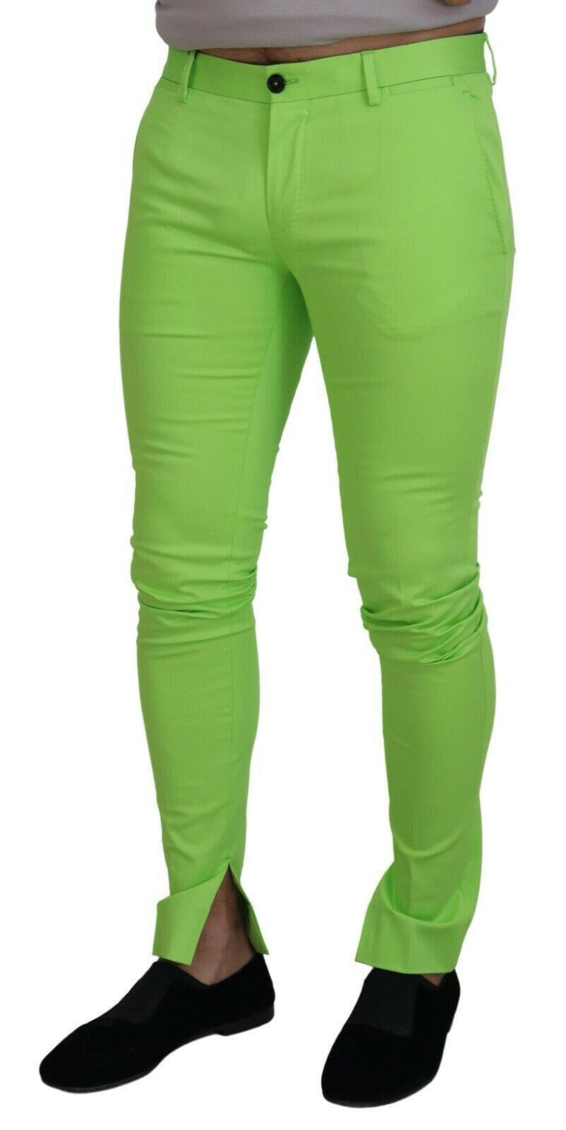 Dolce & Gabbana Light Green Cotton Skinny Men Trousers Pants -   -  Dolce & Gabbana.