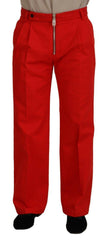 Dolce & Gabbana Red Straight Fit Men Trousers Cotton Pants -   -  Dolce & Gabbana.