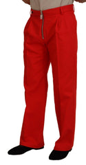 Dolce & Gabbana Red Straight Fit Men Trousers Cotton Pants -   -  Dolce & Gabbana.