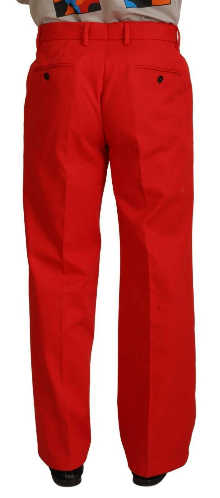 Dolce & Gabbana Red Straight Fit Men Trousers Cotton Pants -   -  Dolce & Gabbana.