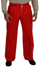 Dolce & Gabbana Red Straight Fit Men Trousers Cotton Pants -   -  Dolce & Gabbana.