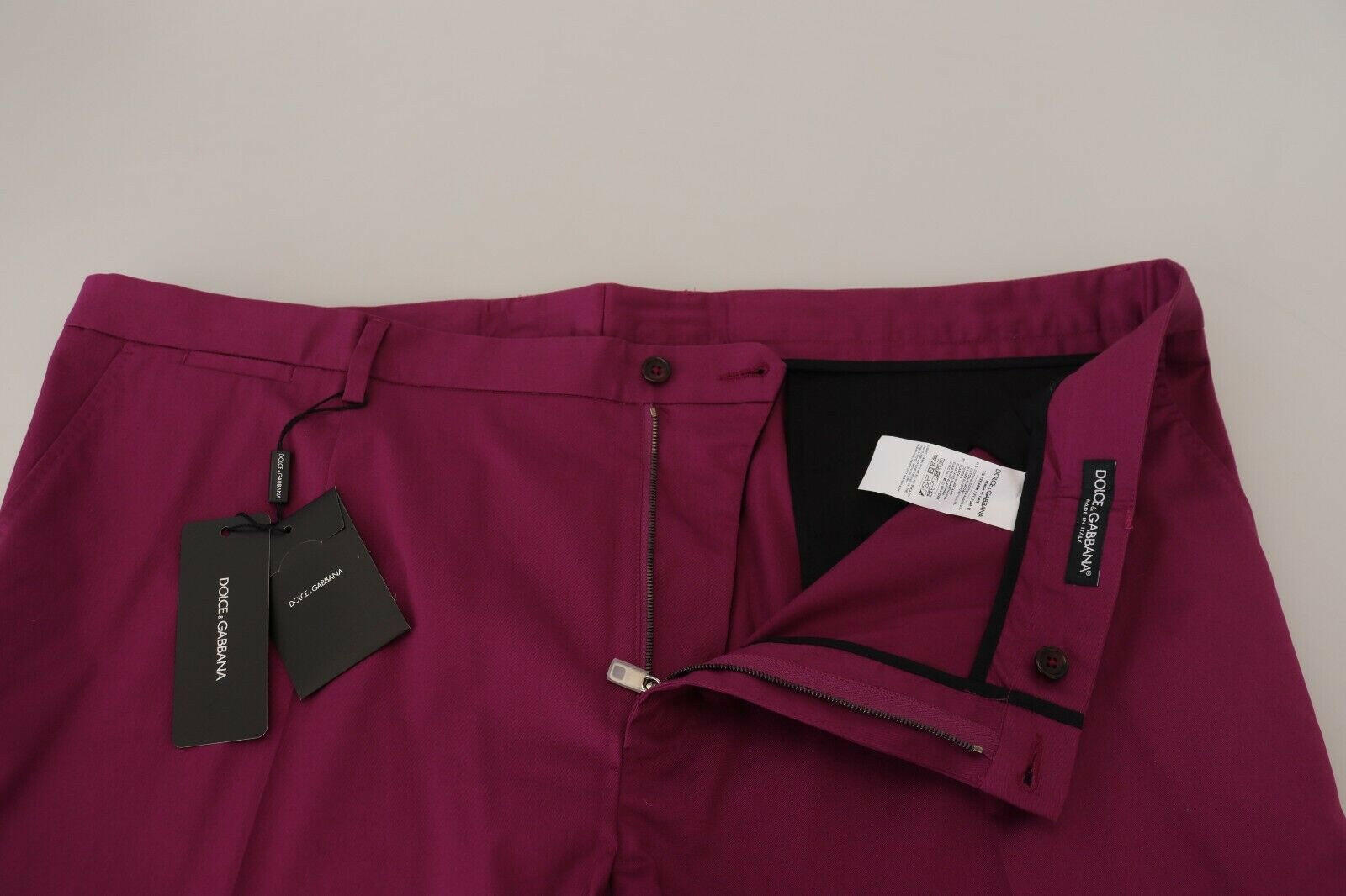 Dolce & Gabbana Magenta Cotton DG Logo Pocket Trouser Pants -   -  Dolce & Gabbana.