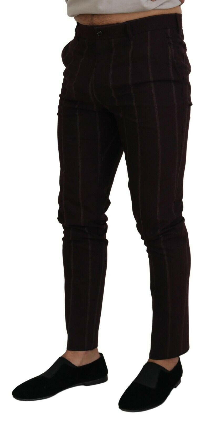 Dolce & Gabbana Brown Striped Men Trousers Cotton Pants -   -  Dolce & Gabbana.