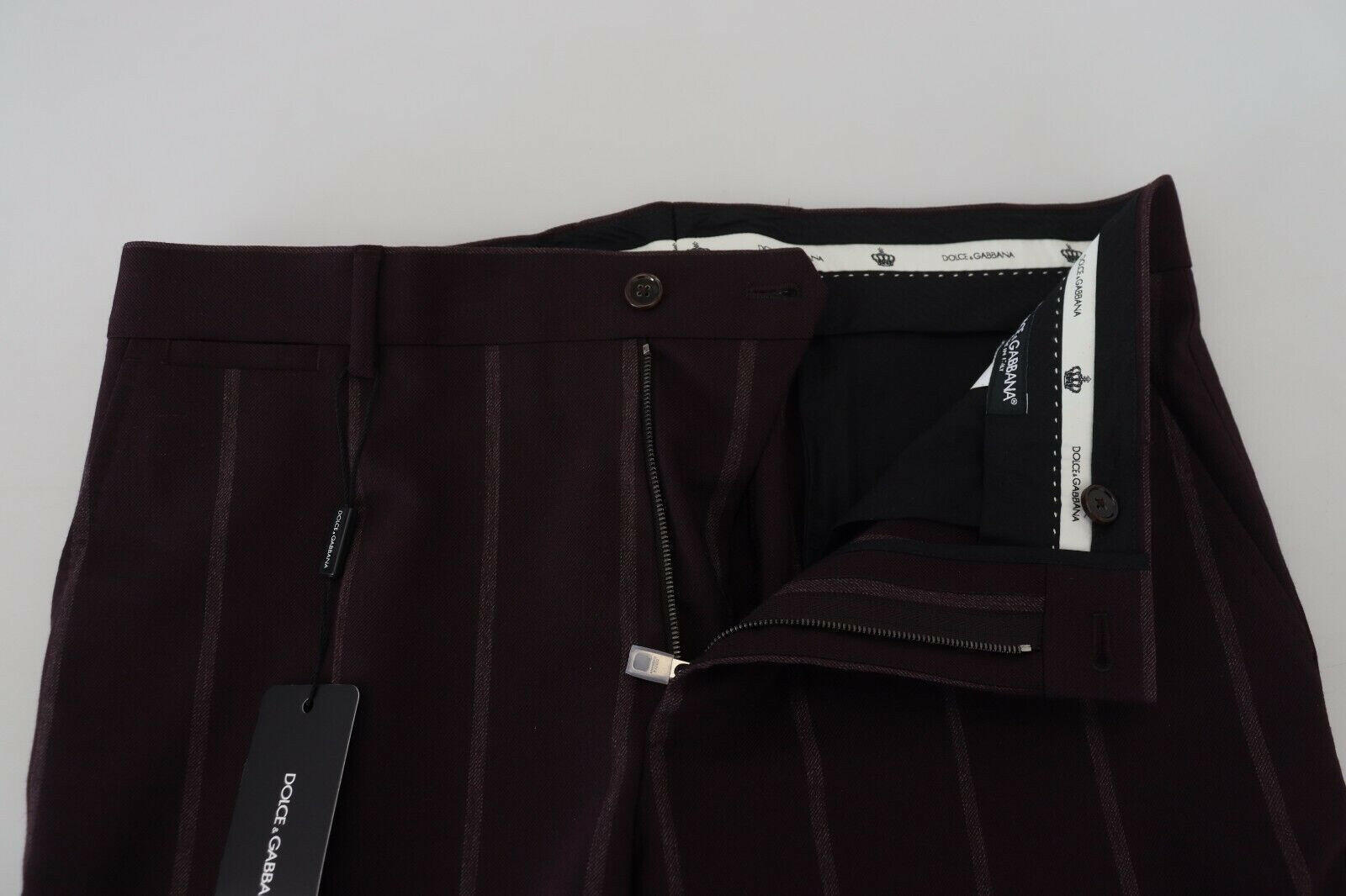 Dolce & Gabbana Brown Striped Men Trousers Cotton Pants -   -  Dolce & Gabbana.