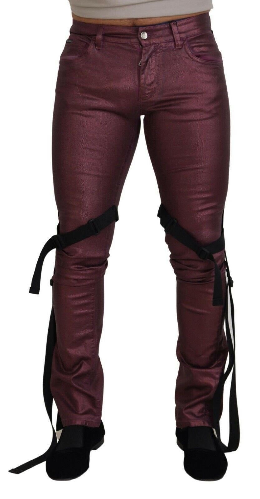 Dolce & Gabbana Magenta Cotton Men Casual Harness Denim Jeans -   -  Dolce & Gabbana.