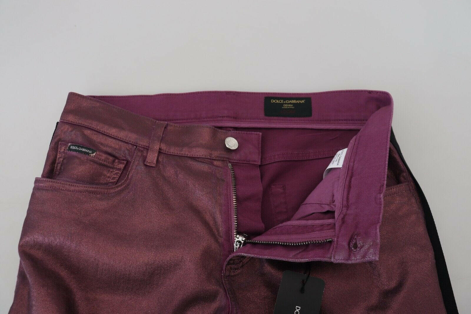 Dolce & Gabbana Magenta Cotton Men Casual Harness Denim Jeans -   -  Dolce & Gabbana.