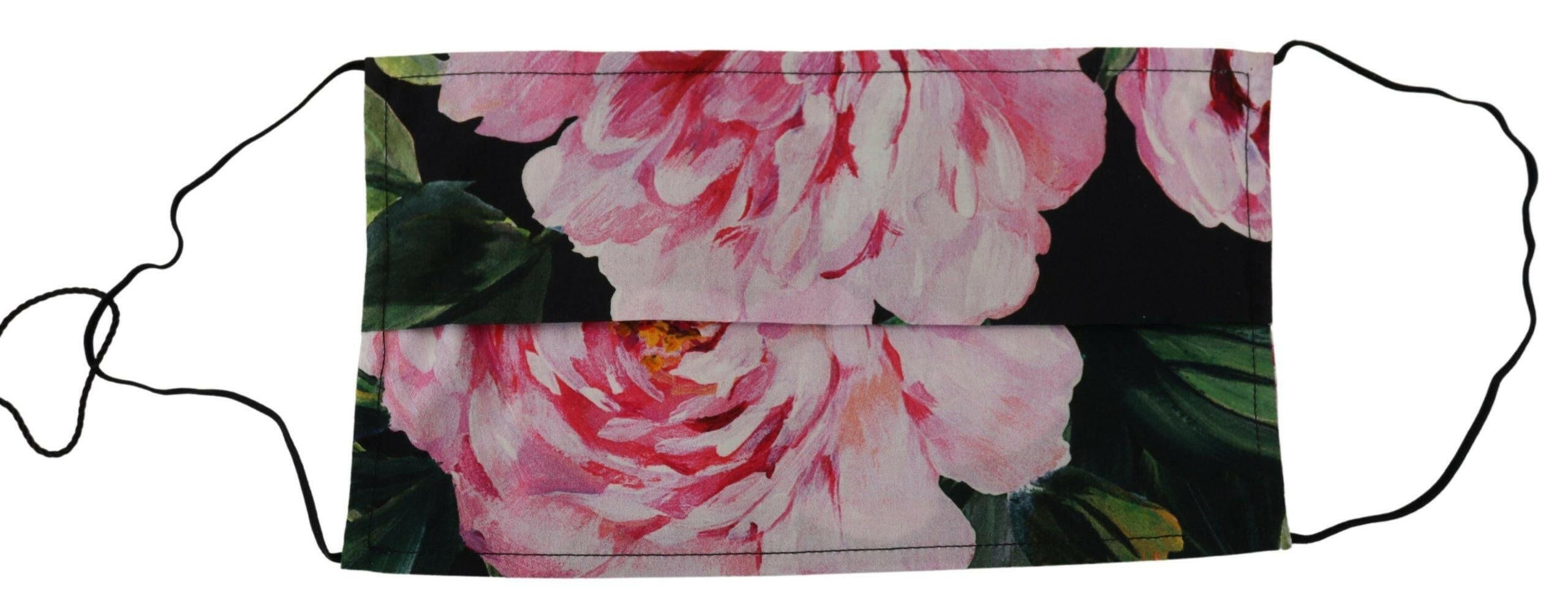 Dolce & Gabbana Black Floral Pleated Elastic Ear Strap Face Mask -   -  Dolce & Gabbana.
