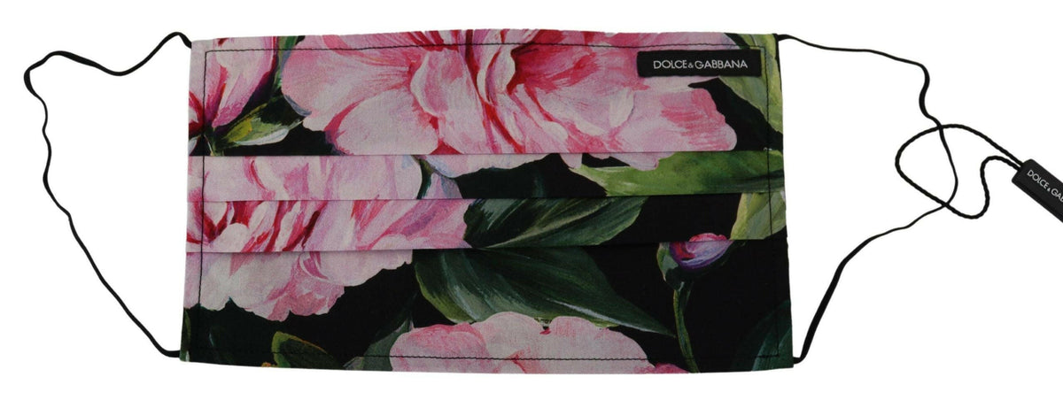 Dolce & Gabbana Black Floral Pleated Elastic Ear Strap Face Mask -   -  Dolce & Gabbana.
