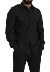 Dolce & Gabbana Dark Green Cotton Slim Fit Casual Men Shirt -   -  Dolce & Gabbana.