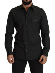 Dolce & Gabbana Dark Green Cotton Slim Fit Casual Men Shirt -   -  Dolce & Gabbana.