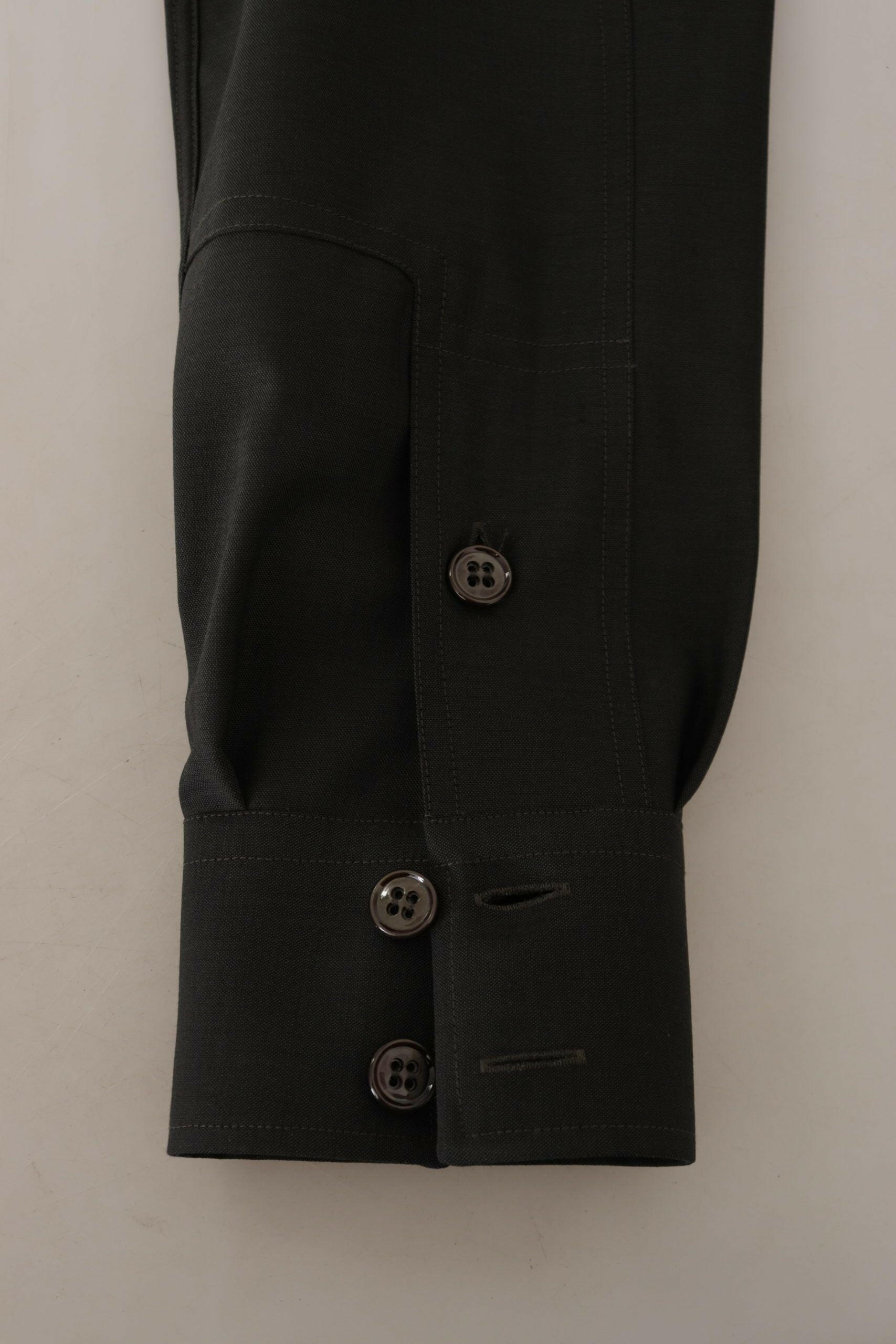 Dolce & Gabbana Dark Green Cotton Slim Fit Casual Men Shirt -   -  Dolce & Gabbana.