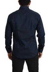 Roberto Cavalli Navy Blue Cotton Dress Formal Shirt -   -  Roberto Cavalli.