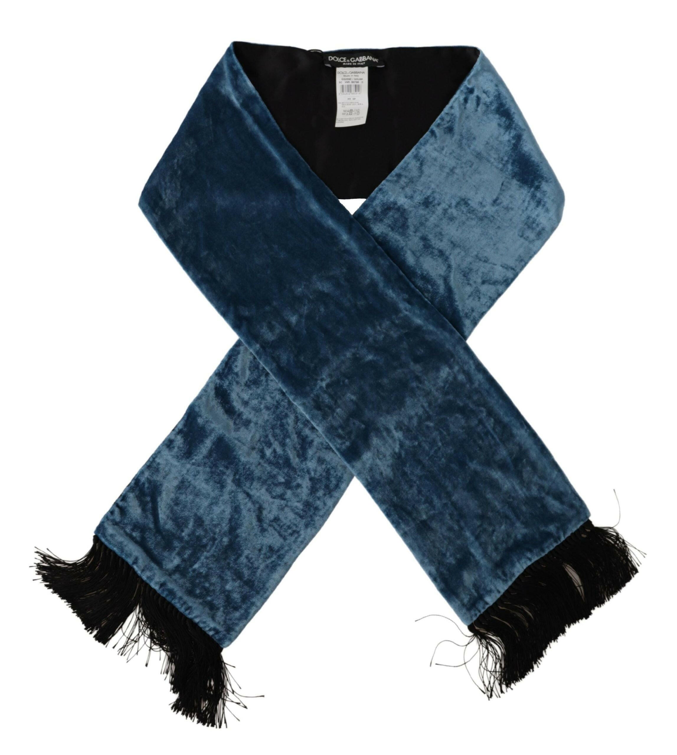 Dolce & Gabbana Blue Velvet Solid Neck Warmer Men's Shawl Scarf -   -  Dolce & Gabbana.