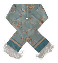 Dolce & Gabbana Blue Silk Shiny Shell-Print Neck Wrap Fringed Scarf -   -  Dolce & Gabbana.
