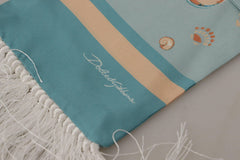 Dolce & Gabbana Blue Silk Shiny Shell-Print Neck Wrap Fringed Scarf -   -  Dolce & Gabbana.