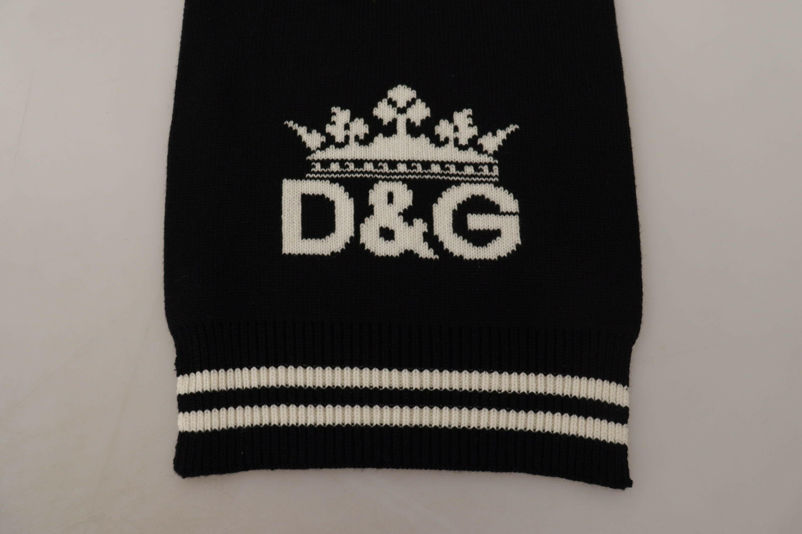 Dolce & Gabbana Black White Cotton DG Printed Cashmere Shawl Scarf -   -  Dolce & Gabbana.