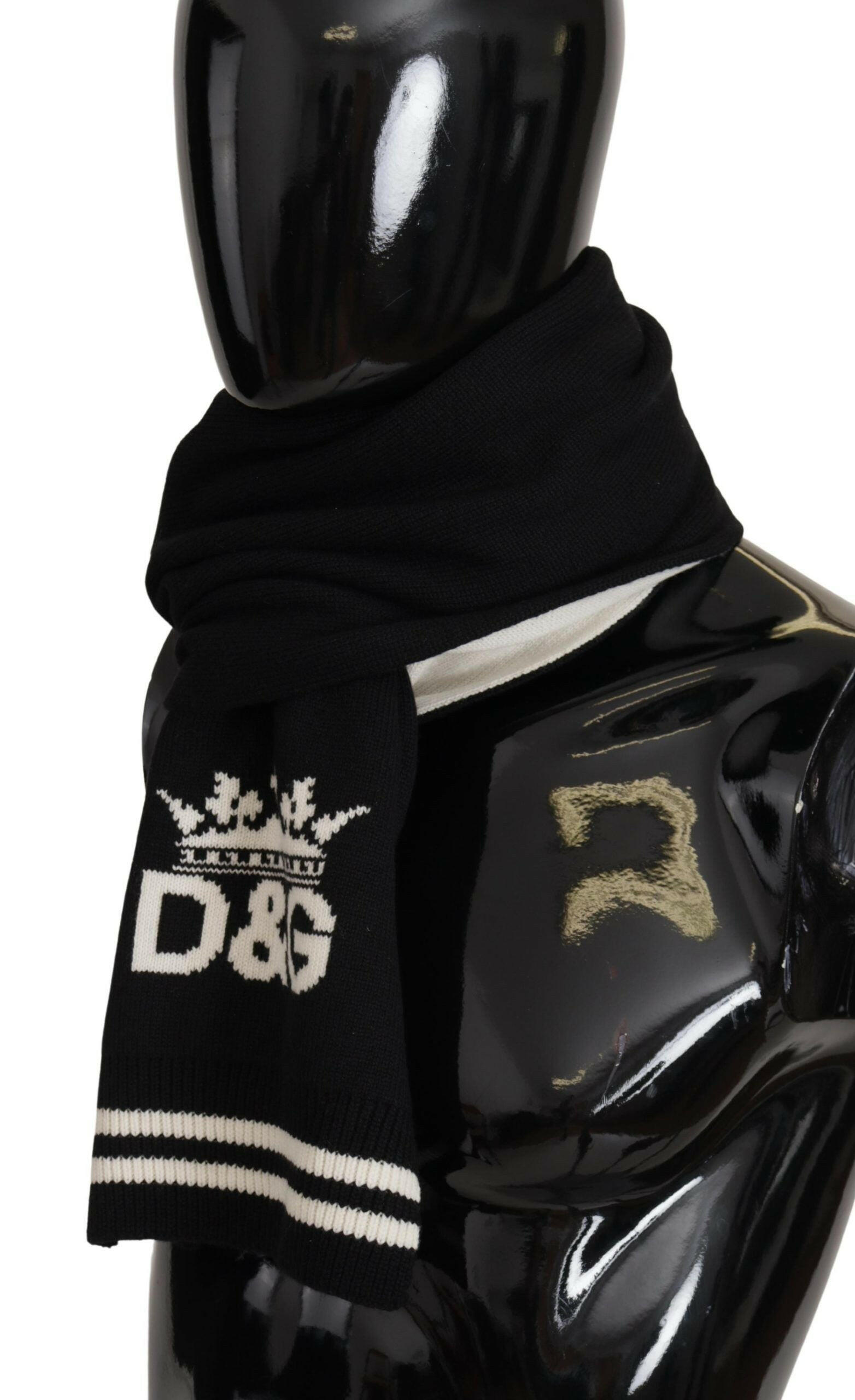Dolce & Gabbana Black White Cotton DG Printed Cashmere Shawl Scarf -   -  Dolce & Gabbana.