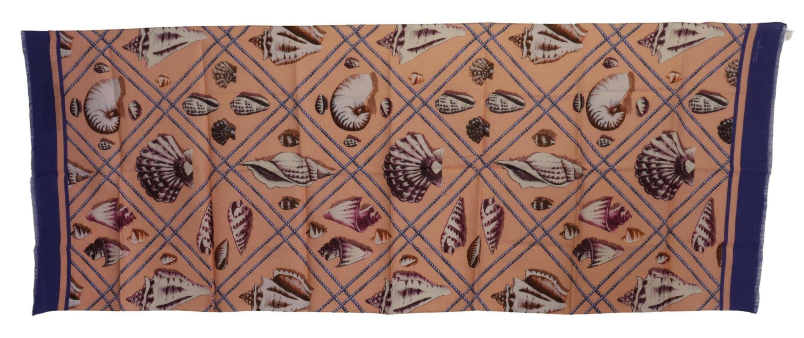 Dolce & Gabbana Blue Linen Seashell Pattern Mens Wrap Shawl Scarf -   -  Dolce & Gabbana.