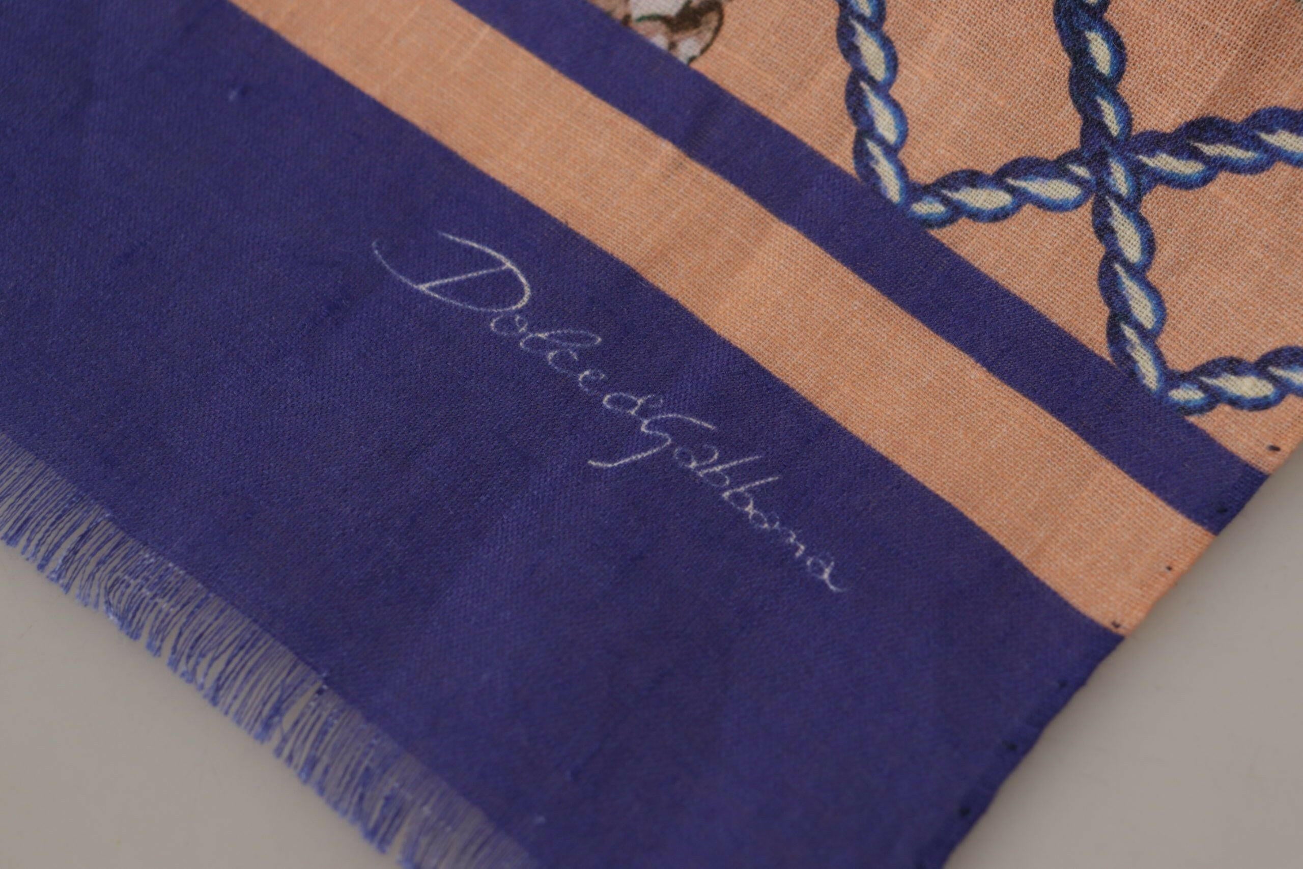 Dolce & Gabbana Blue Linen Seashell Pattern Mens Wrap Shawl Scarf -   -  Dolce & Gabbana.