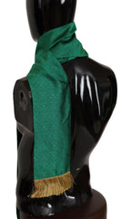 Dolce & Gabbana Green Crown Embroidered Shawl Fringe Blend Silk -   -  Dolce & Gabbana.