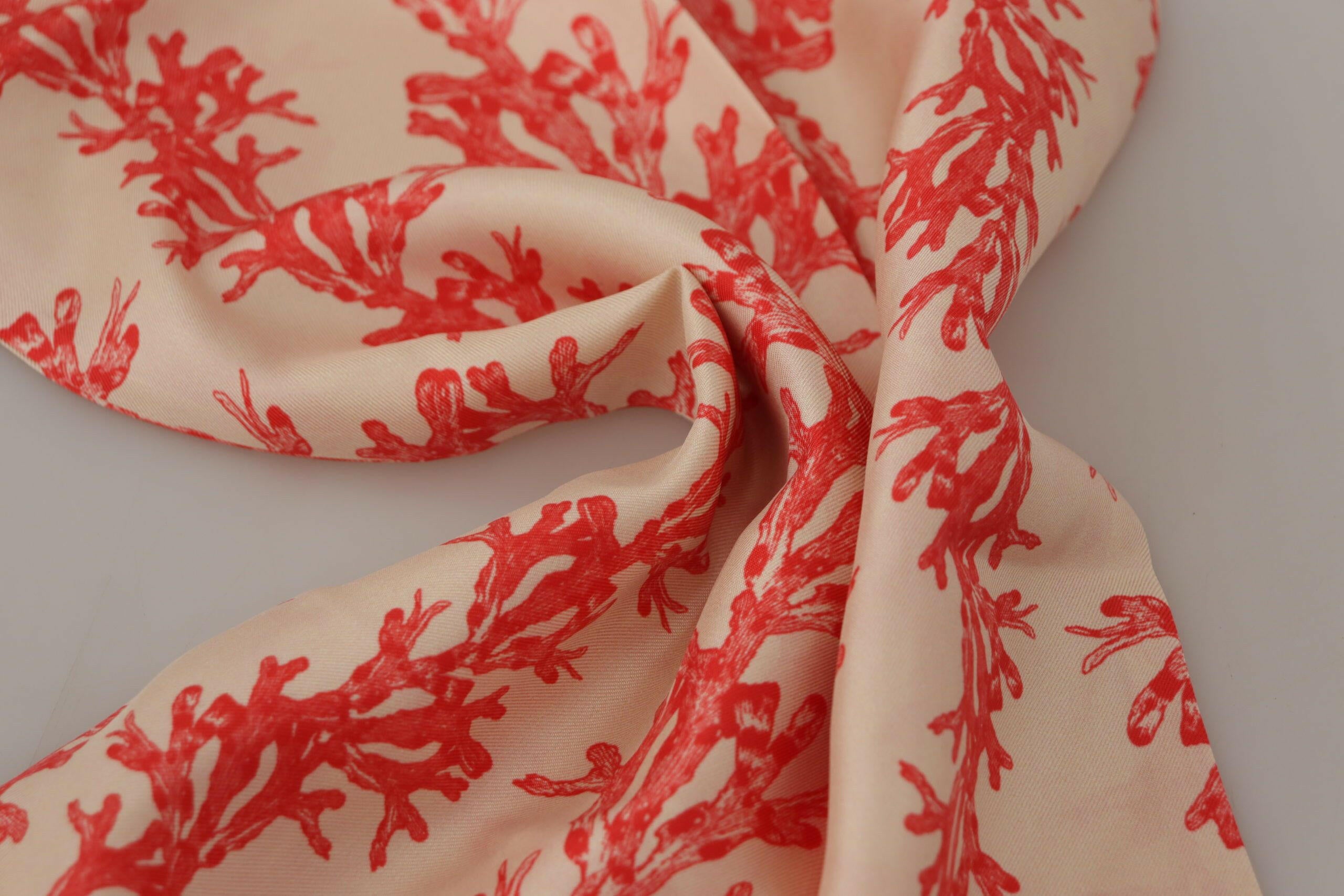 Dolce & Gabbana White Red Coral Print Shawl Wrap Fringe Scarf -   -  Dolce & Gabbana.