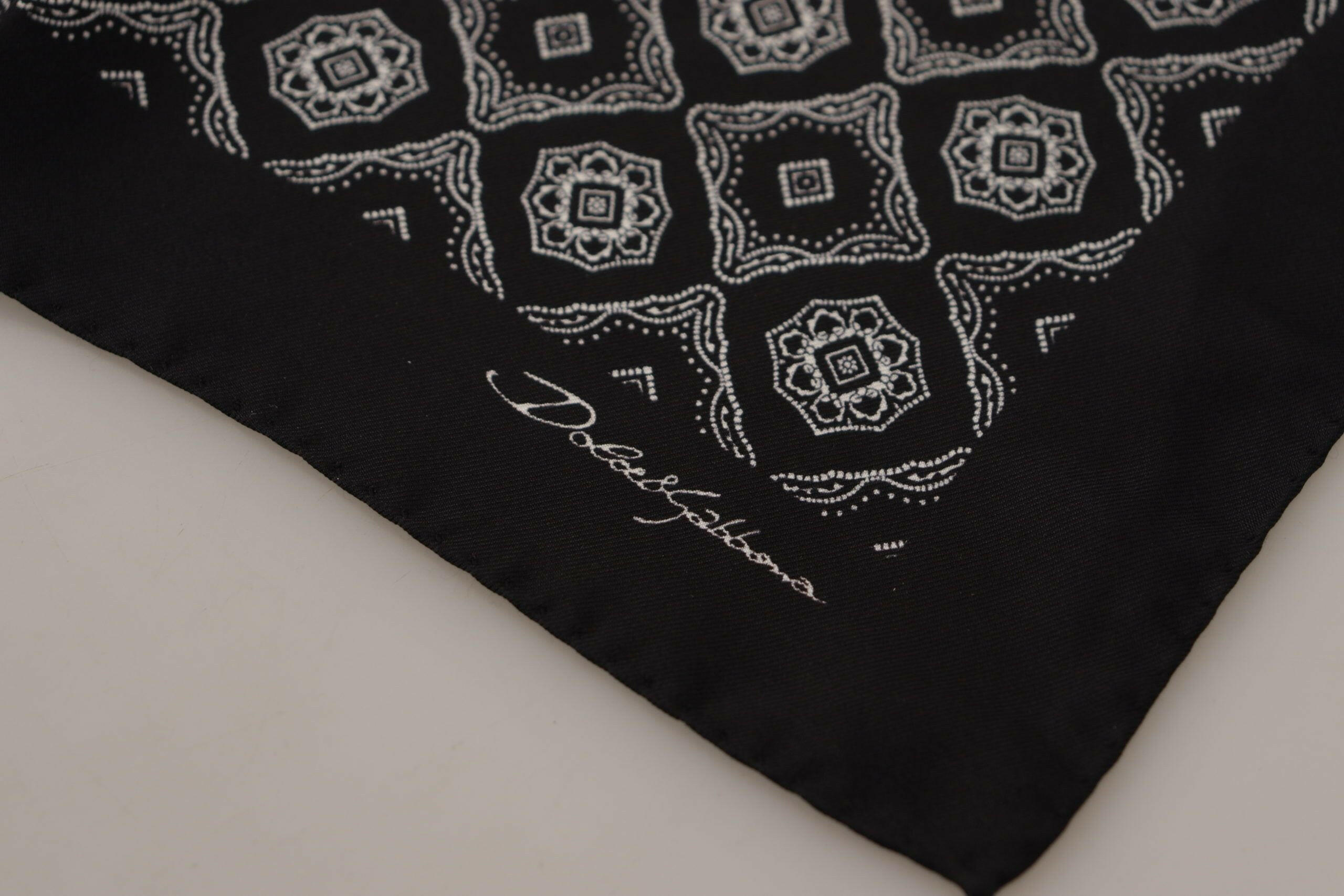 Dolce & Gabbana Black Geometric Patterned Square Handkerchief Scarf -  Mens Handkerchief -  Dolce & Gabbana.