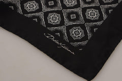 Dolce & Gabbana Black Geometric Patterned Square Handkerchief Scarf -  Mens Handkerchief -  Dolce & Gabbana.