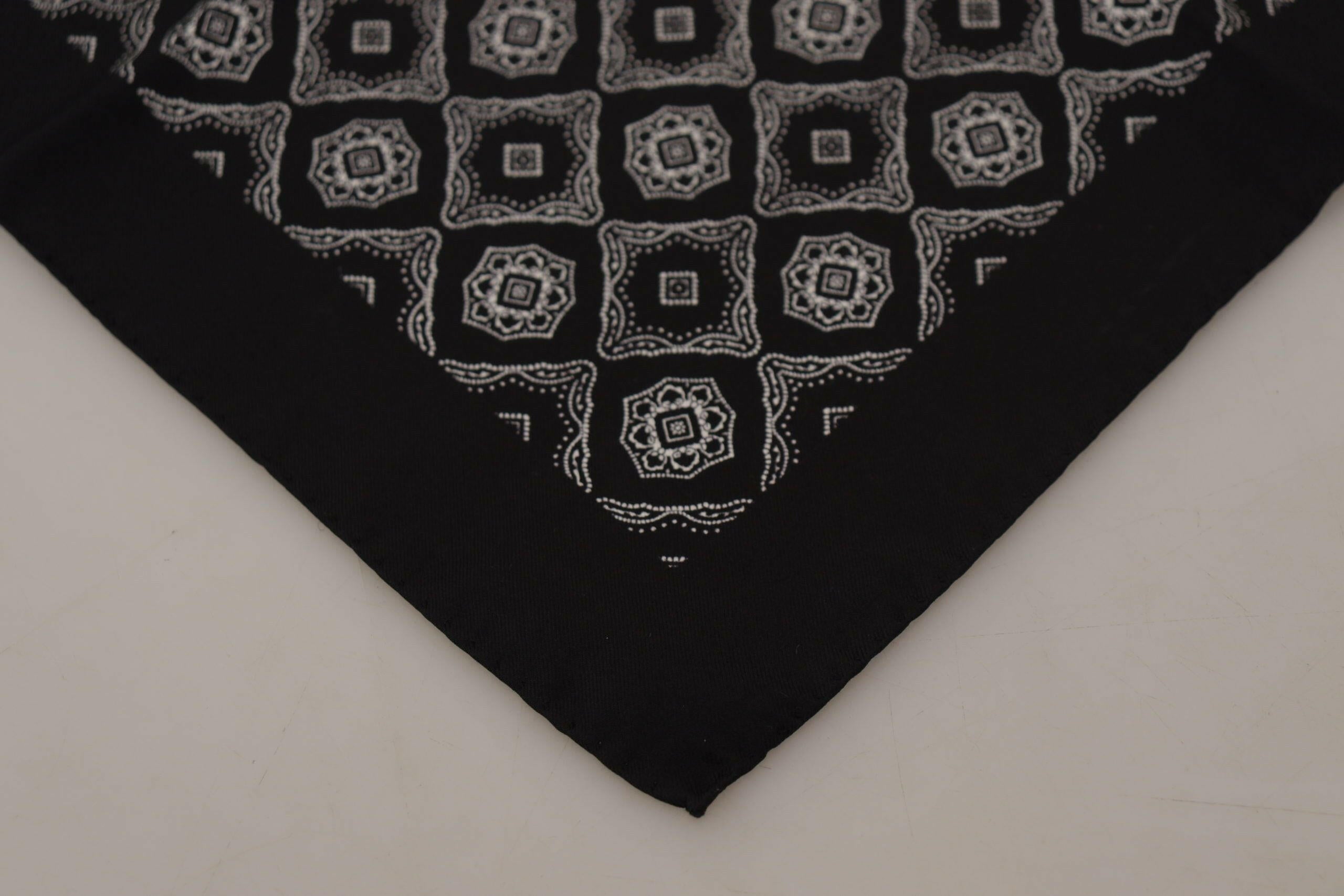 Dolce & Gabbana Black Geometric Patterned Square Handkerchief Scarf -  Mens Handkerchief -  Dolce & Gabbana.