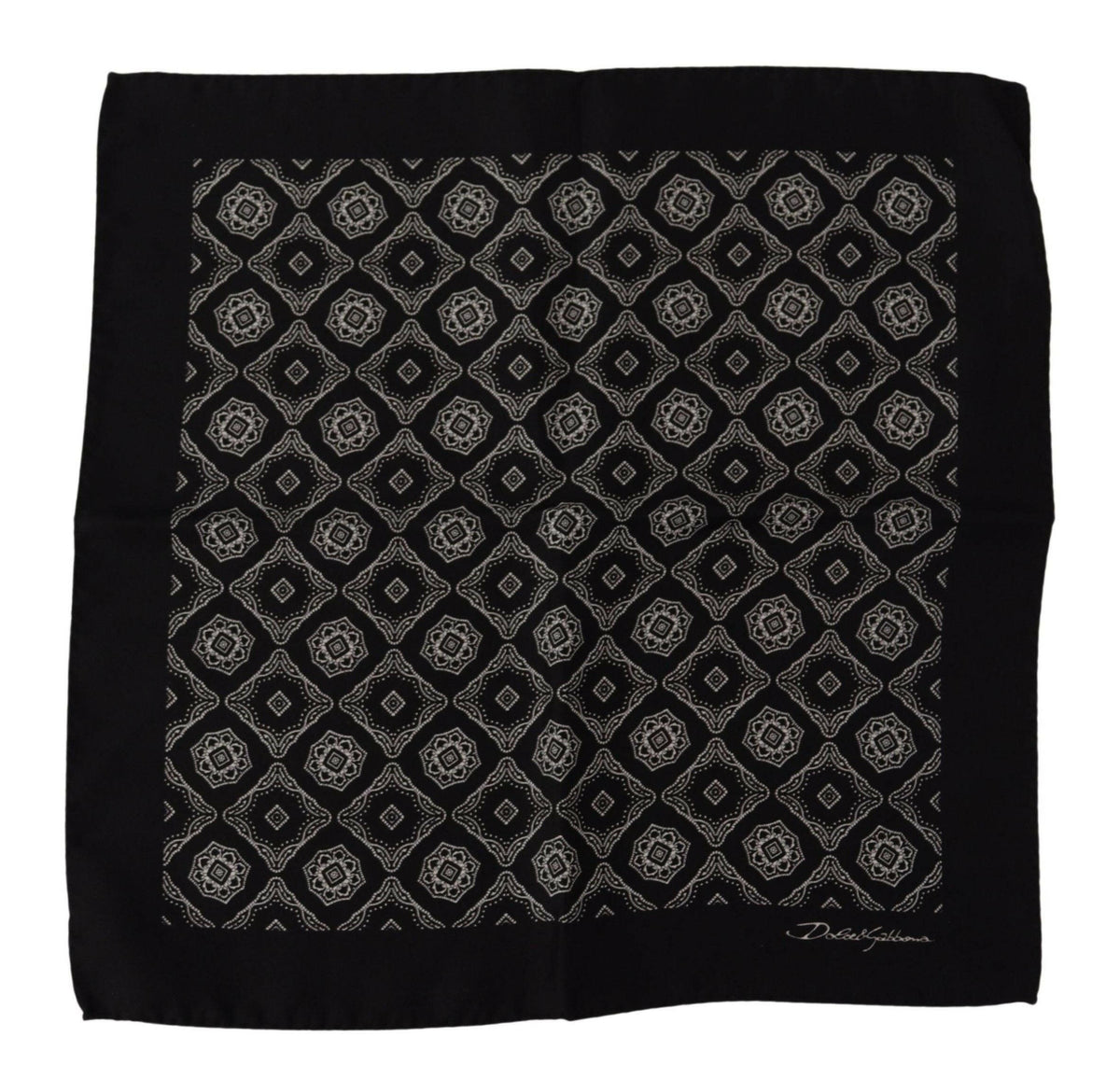 Dolce & Gabbana Black Geometric Patterned Square Handkerchief Scarf -  Mens Handkerchief -  Dolce & Gabbana.