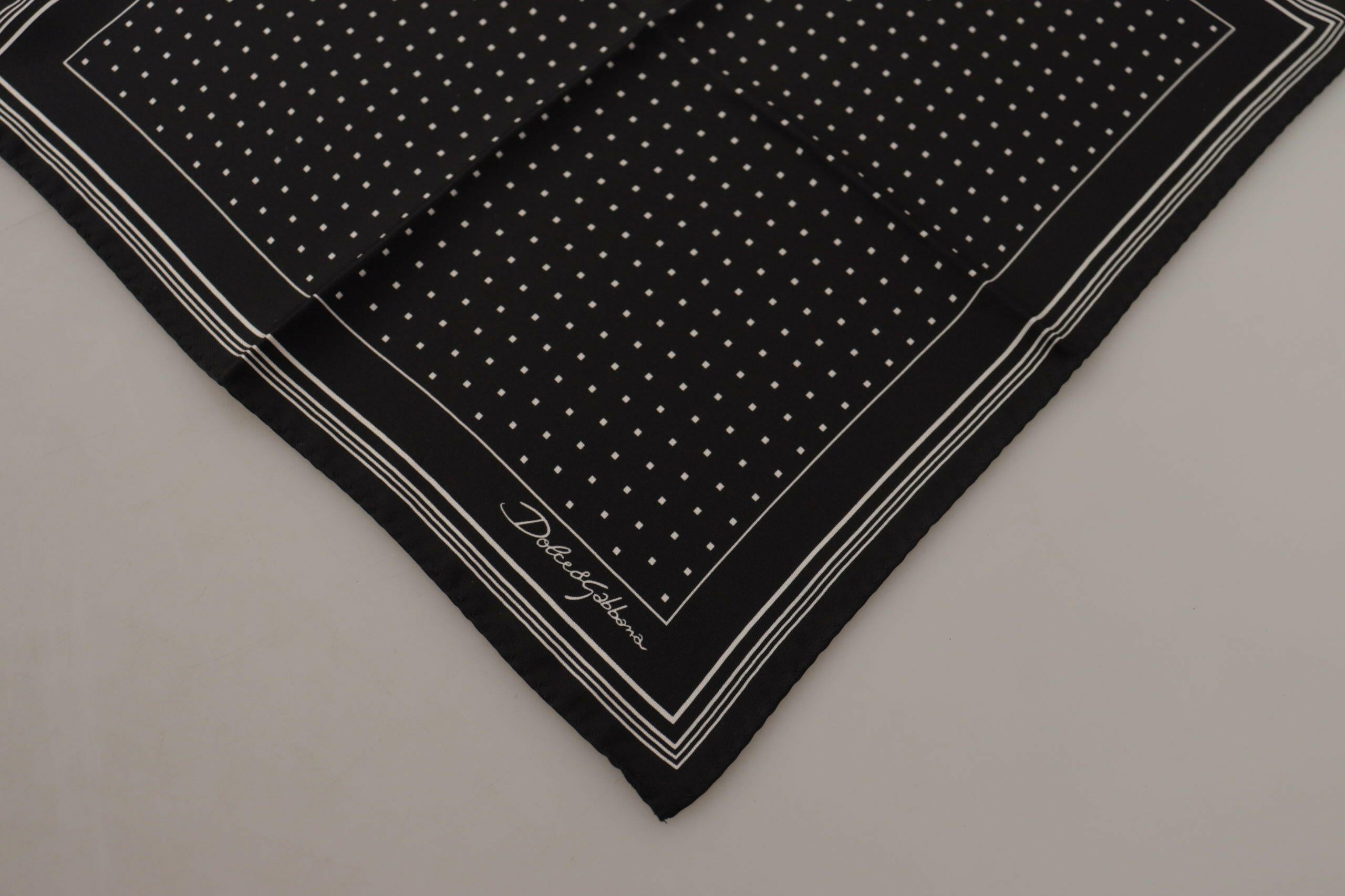 Dolce & Gabbana Black Polka Dots DG Logo Square Handkerchief -  Mens Handkerchief -  Dolce & Gabbana.