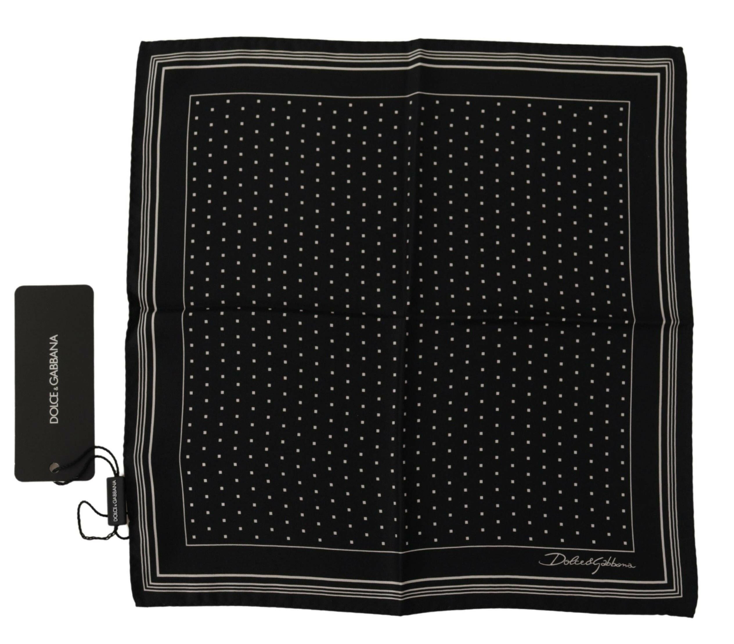 Dolce & Gabbana Black Polka Dots DG Logo Square Handkerchief -  Mens Handkerchief -  Dolce & Gabbana.