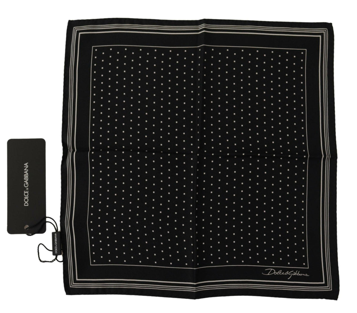 Dolce & Gabbana Black Polka Dots DG Logo Square Handkerchief -  Mens Handkerchief -  Dolce & Gabbana.
