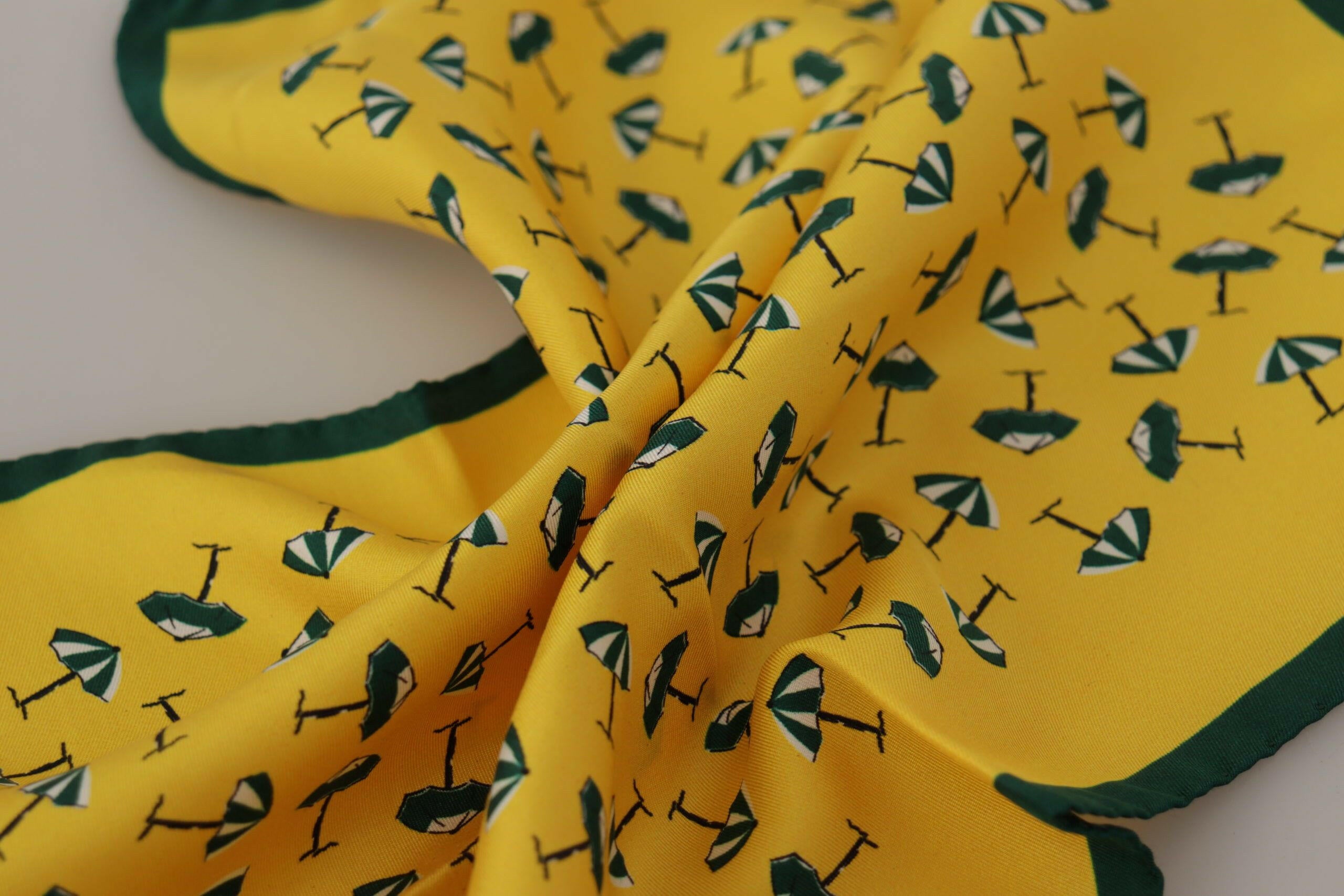 Dolce & Gabbana Yellow Printed DG Logo Square Mens Handkerchief Scarf -  Mens Handkerchief -  Dolce & Gabbana.