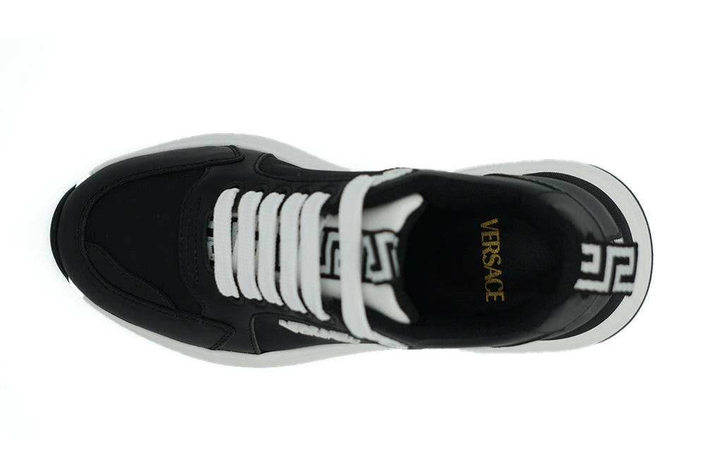 Versace Elegant Monochrome Leather Sneakers -   -  Versace.