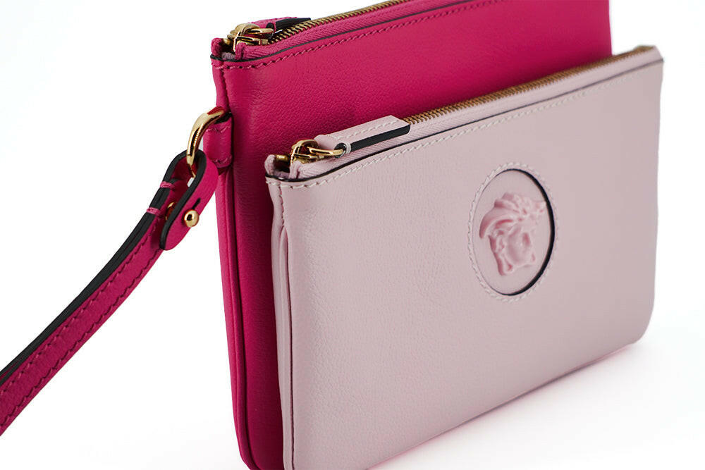 Versace Elegant Pink Leather Pouch Clutch -  Luxury Clutch Bag for Women -  Versace.
