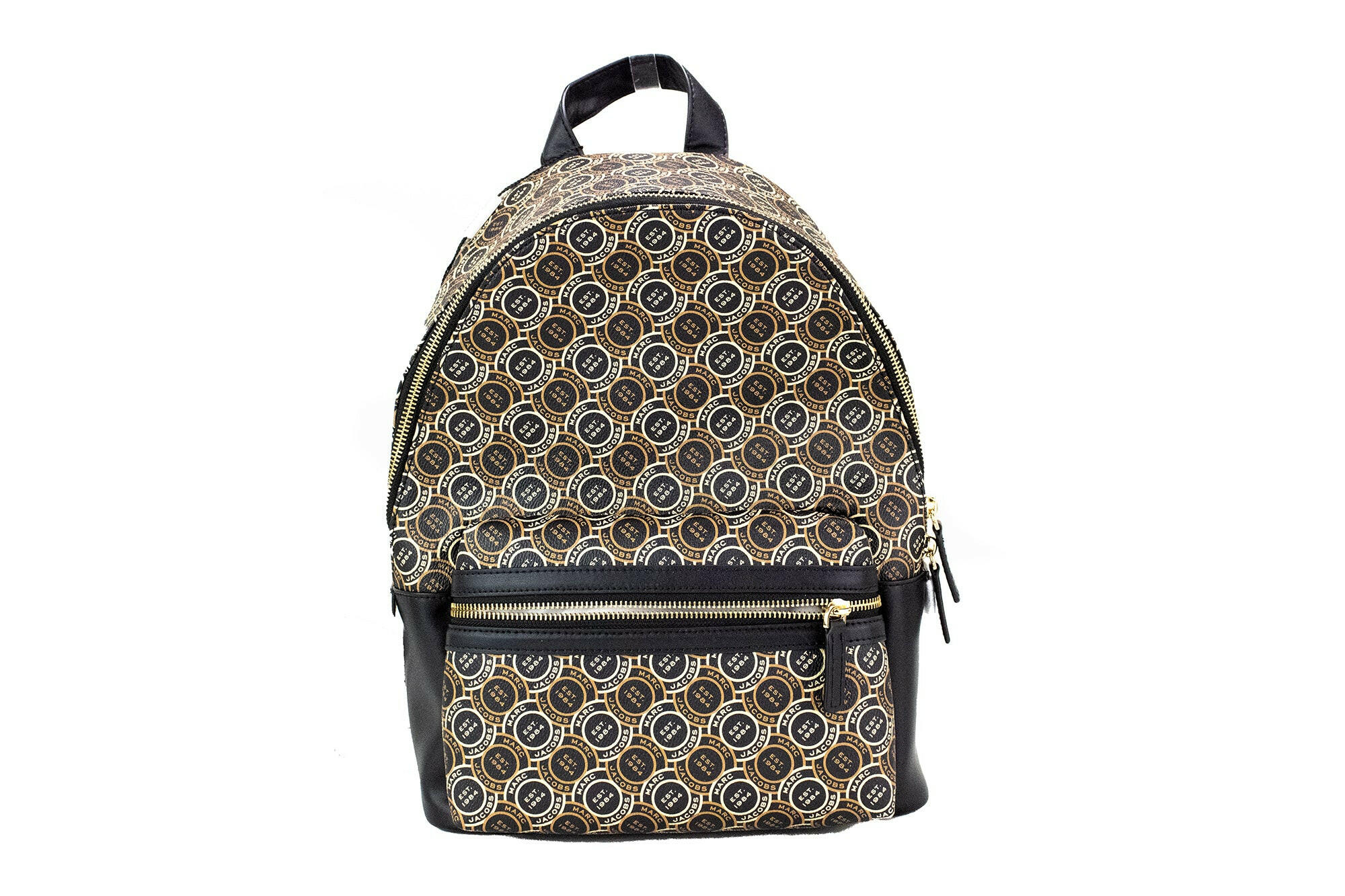 Marc Jacobs Signet Medium Black Logo Printed Leather Shoulder Backpack Bookbag -  Luxury Backpacks for Women -  Marc Jacobs.