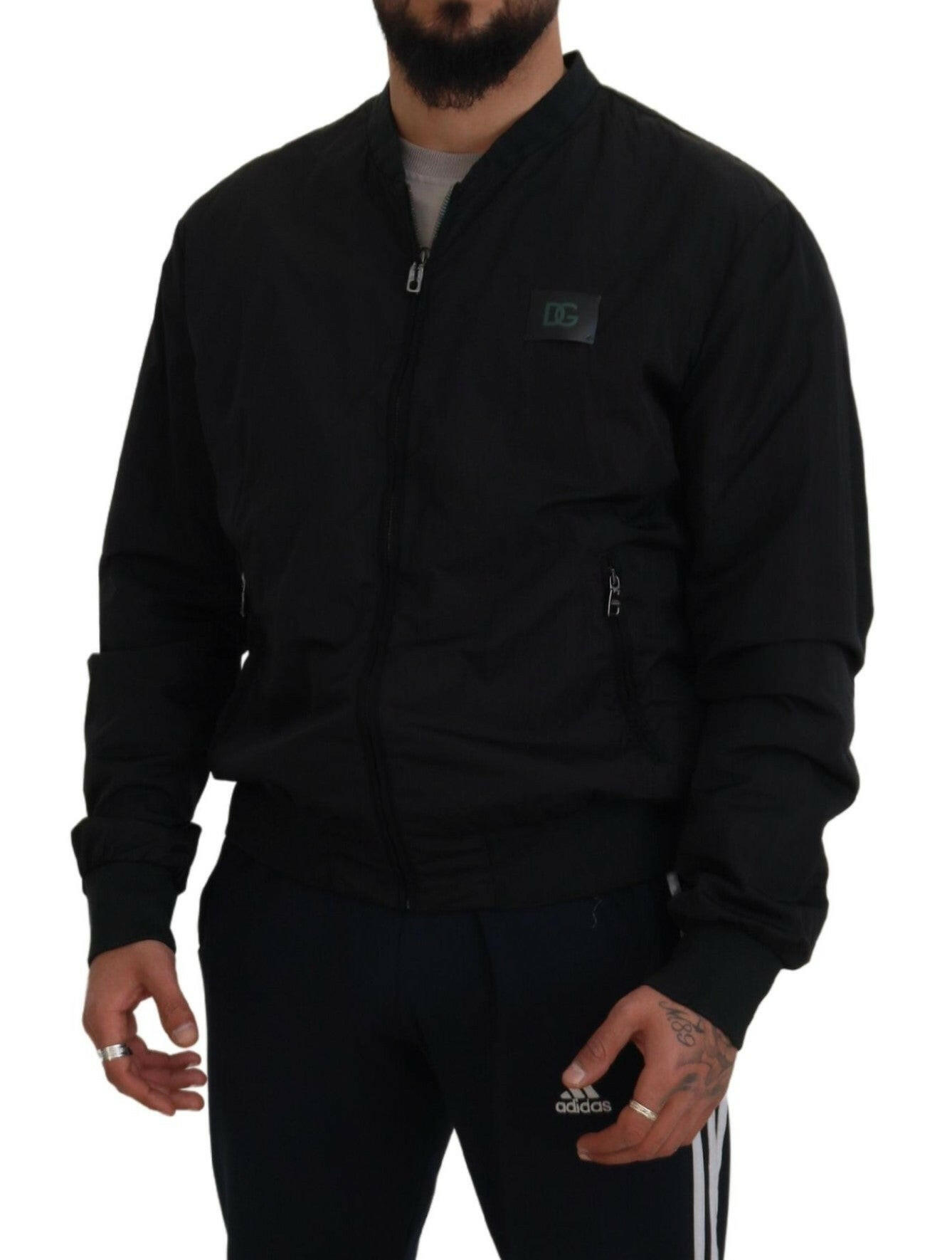 Dolce & Gabbana Black Nylon Logo Bomber Zipper Jacket -   -  Dolce & Gabbana.