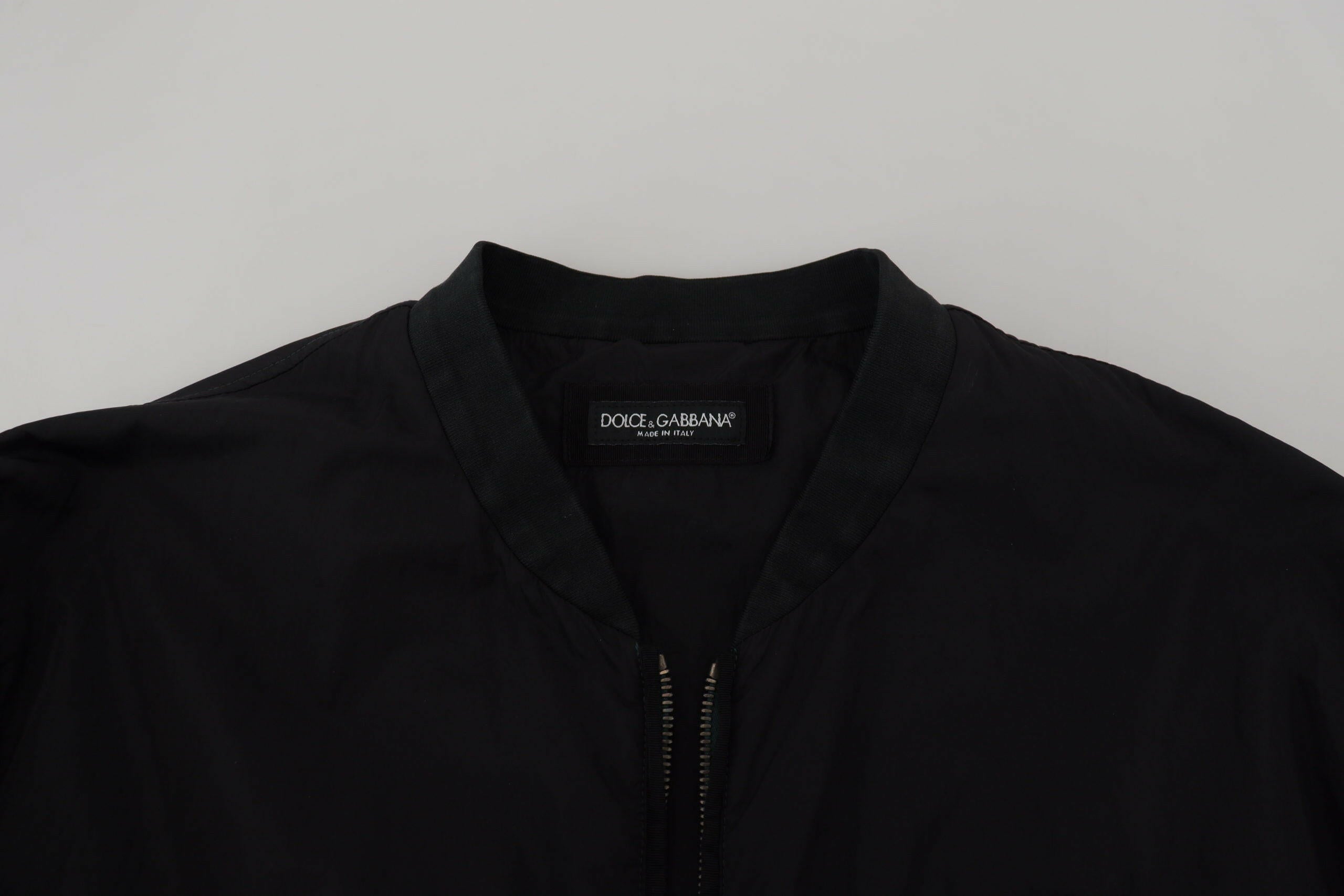 Dolce & Gabbana Black Nylon Logo Bomber Zipper Jacket -   -  Dolce & Gabbana.