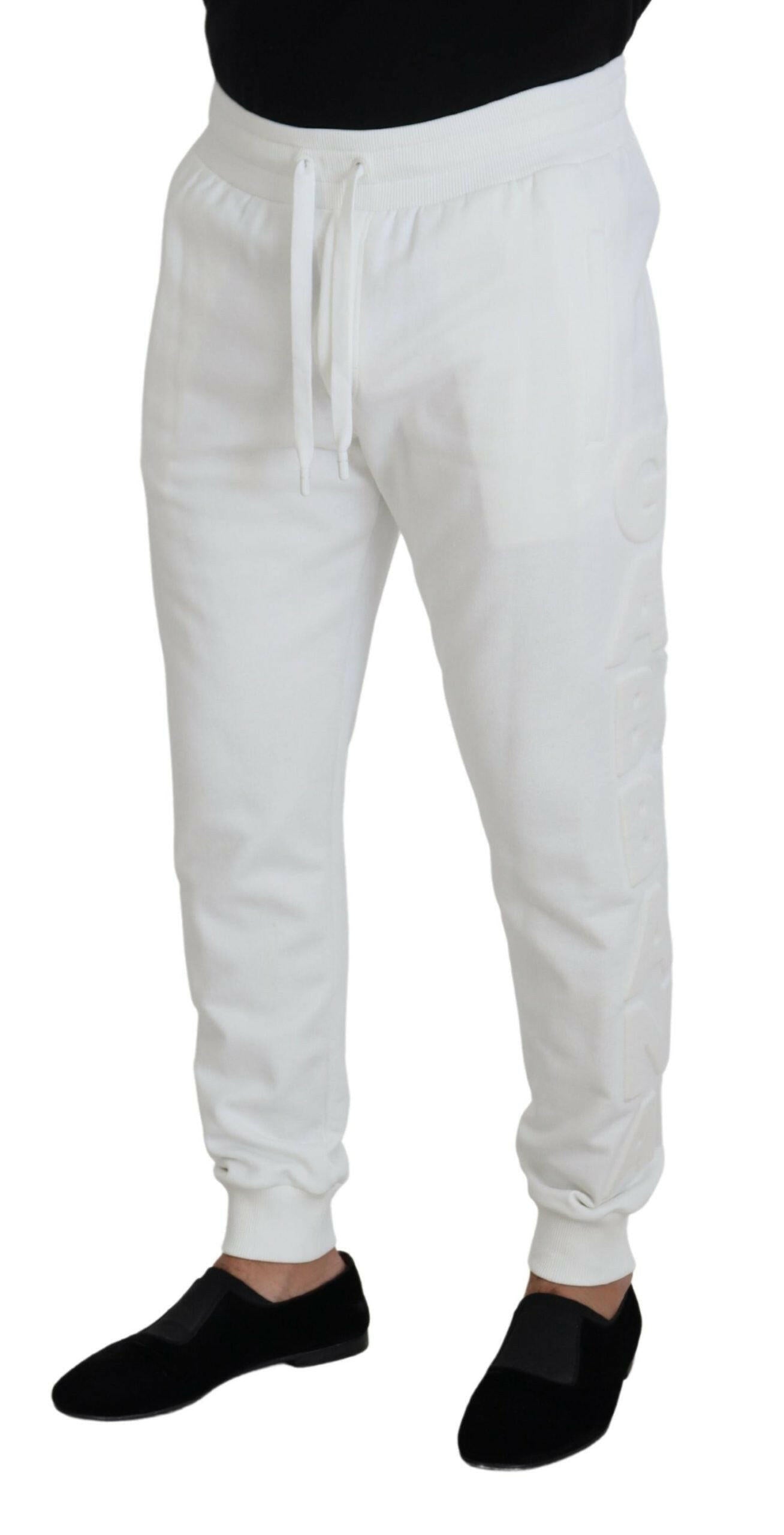 Dolce & Gabbana White Sport Logo Cotton Sweatpants Trousers Pants -   -  Dolce & Gabbana.