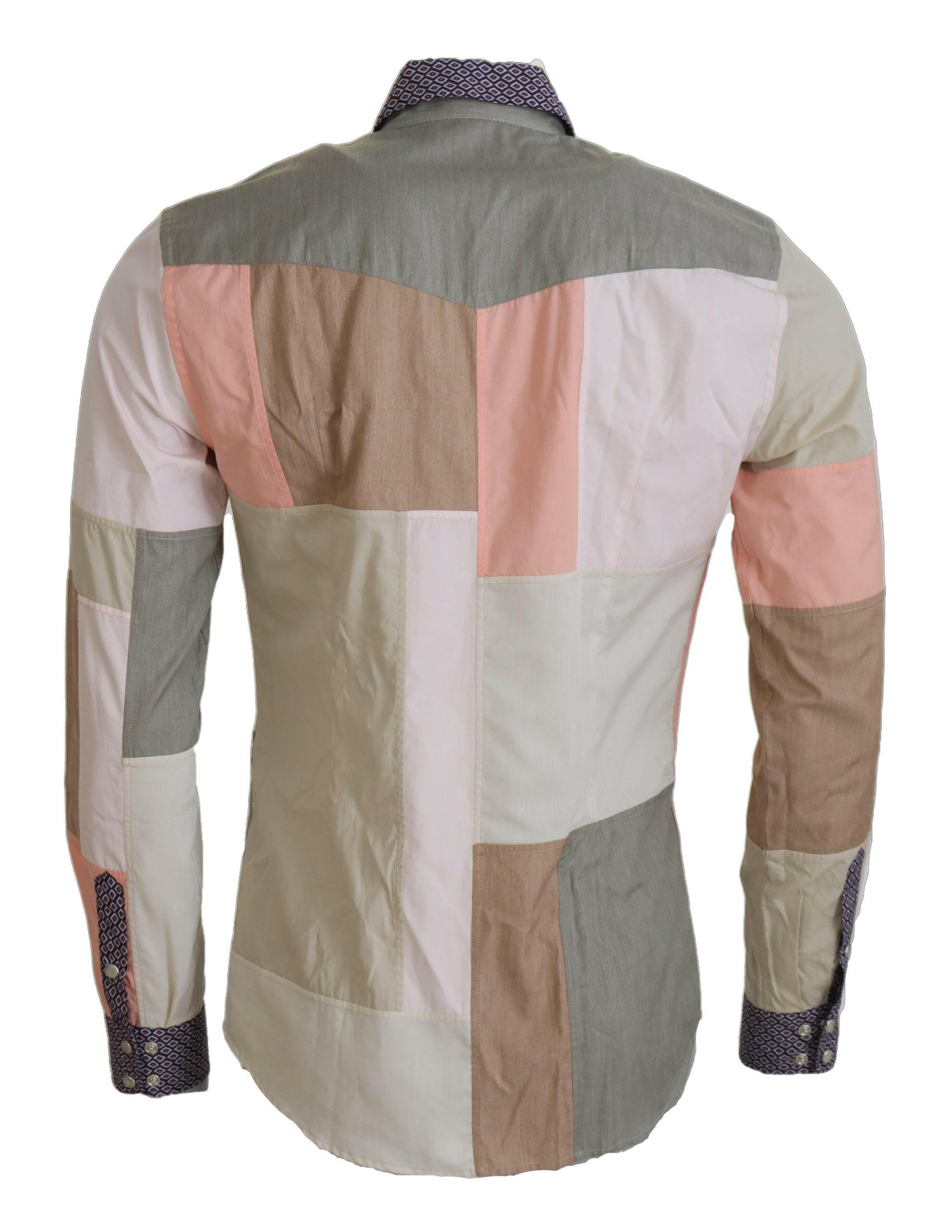 Dolce & Gabbana Multicolor Cotton Patchwork Slim Shirt -   -  Dolce & Gabbana.