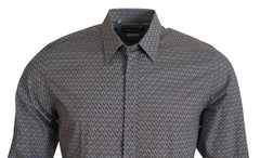 Dolce & Gabbana Gray Brown GOLD Slim Fit Dress Formal Shirt -   -  Dolce & Gabbana.