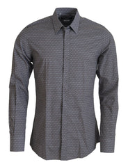 Dolce & Gabbana Gray Brown GOLD Slim Fit Dress Formal Shirt -   -  Dolce & Gabbana.