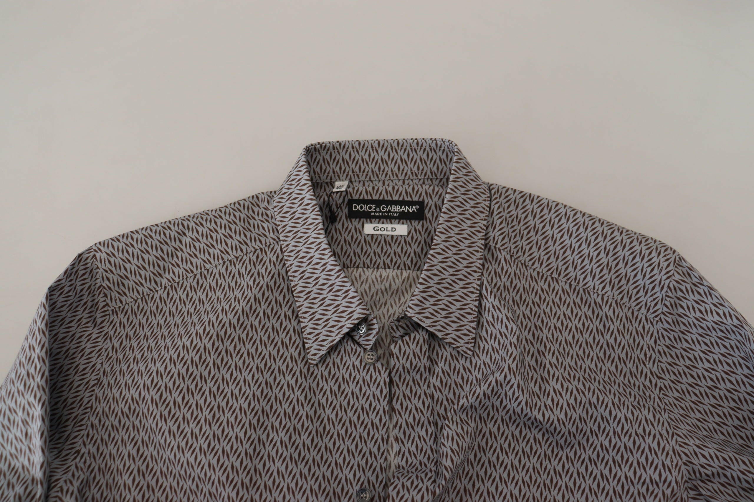 Dolce & Gabbana Gray Brown GOLD Slim Fit Dress Formal Shirt -   -  Dolce & Gabbana.